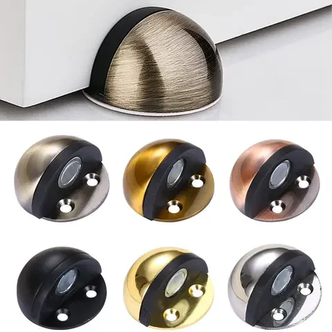 

Stainless Steel New Rubber Door Stopper Holder Hidden Door Catch Non Punching Sticker Floor Mounted Nail-free Hardware