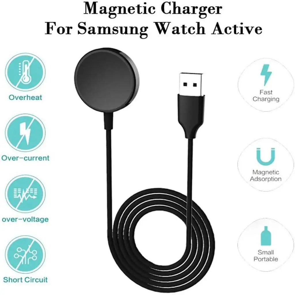 كابل شاحن متوافق مع الساعة، محول شاحن USB بديل، قاعدة شحن وسلك شحن و2