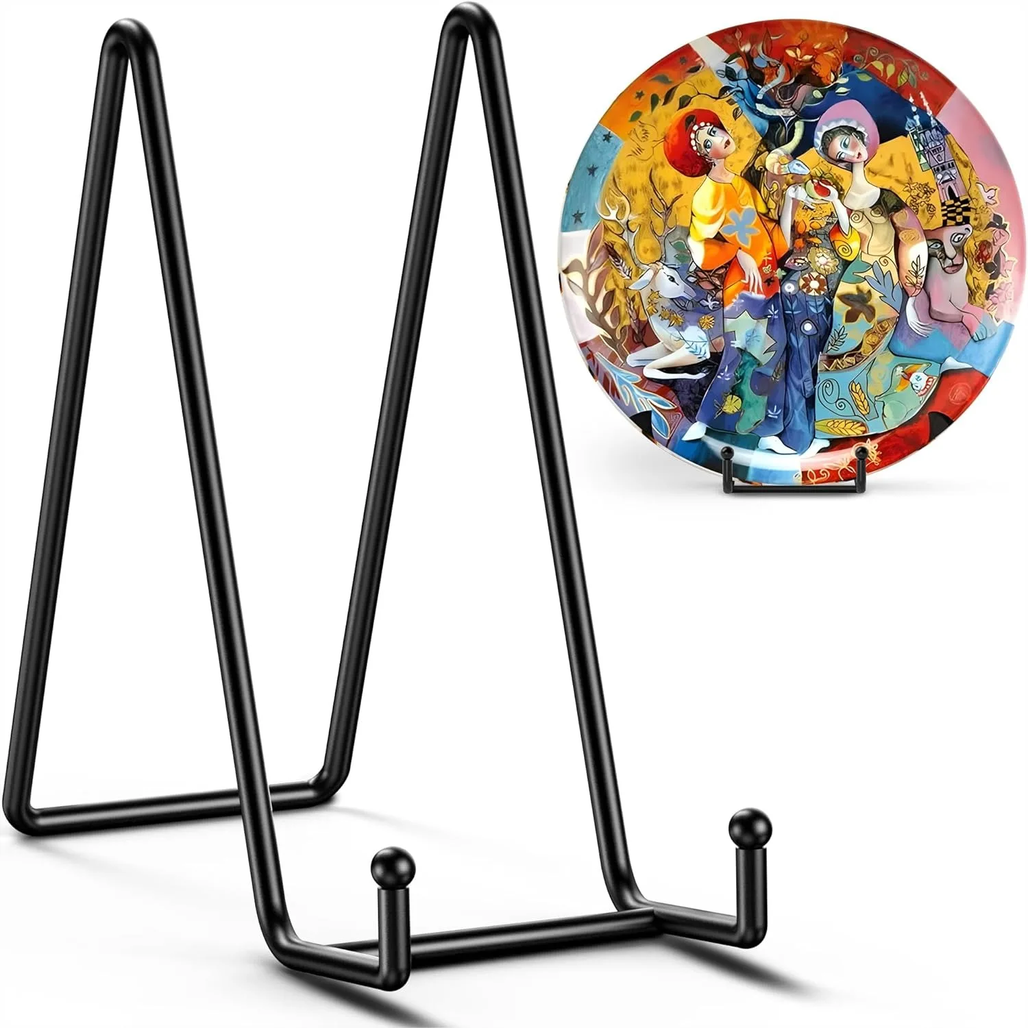 

4 Pack 10 Inch Large Plate Stands for Display - Metal Easels for Plates, Books, Art