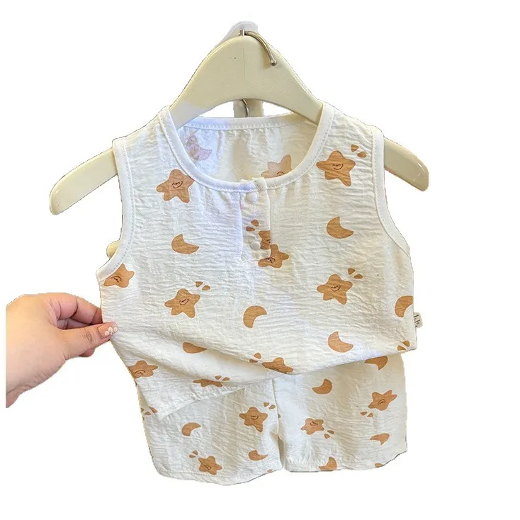 New Summer Korean Version Baby Casual Vest Shorts Two Pieces Set For Boys and Girls image 5