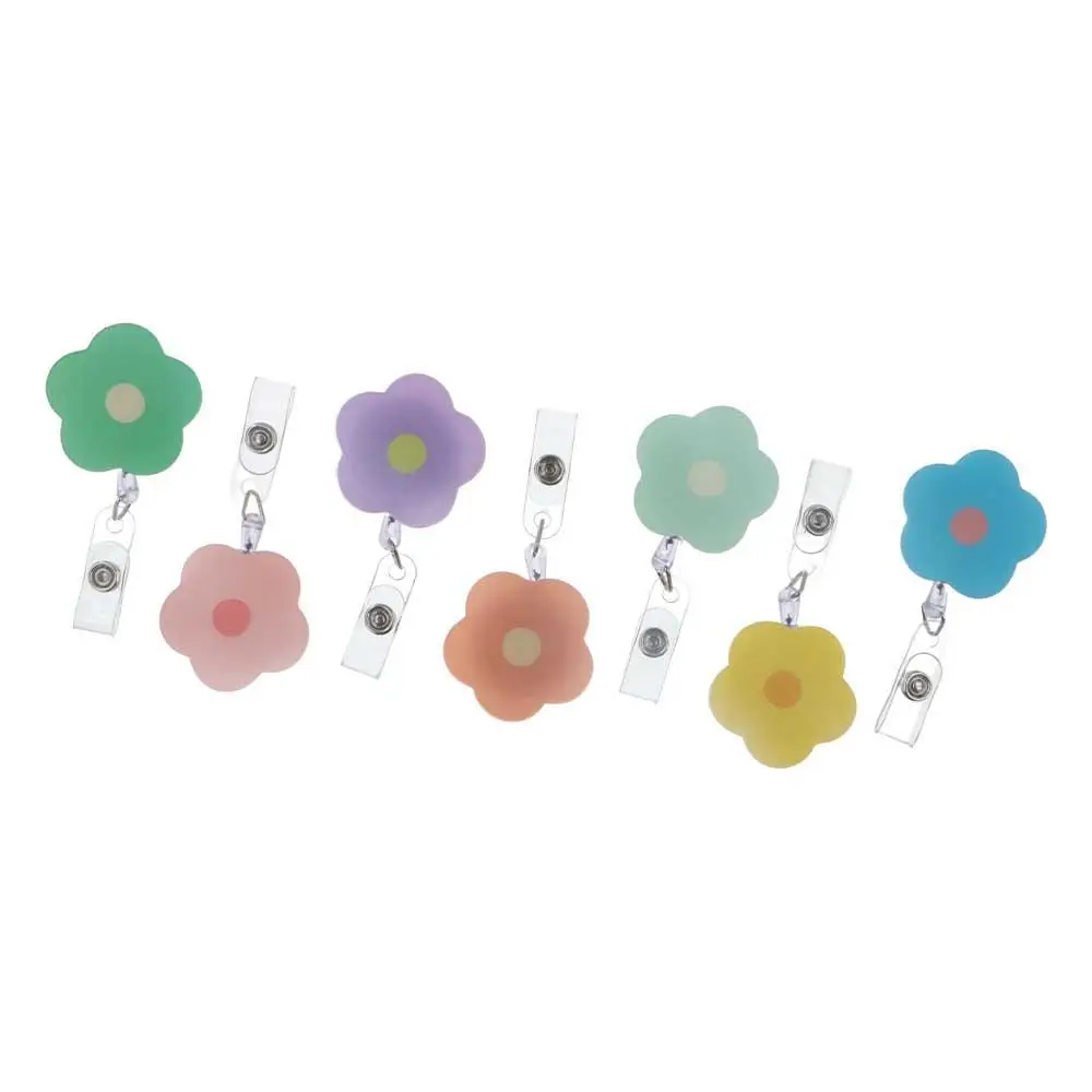 Cartoon Flower Nurse Badge Reel Chest Card Work Card Retractable Badge Holder Acrylic Colorful ID Card Holder Doctor Students