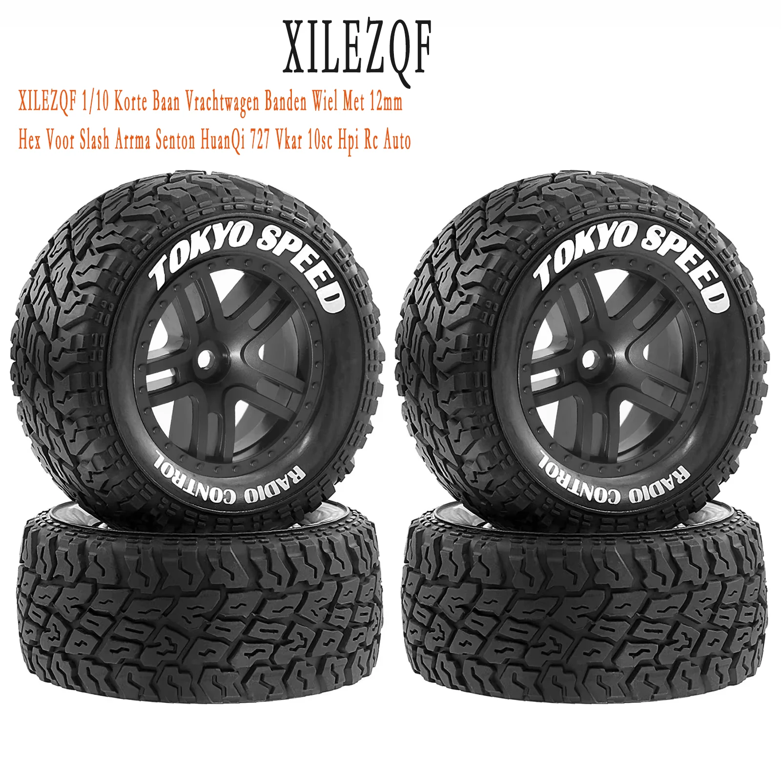 XILEZQF 1/10 Korte Baan Vrachtwagen Banden Wiel Met 12mm hexagonal para Slash Arrma Senton HuanQi 727 Vkar 10sc Hpi Rc Auto