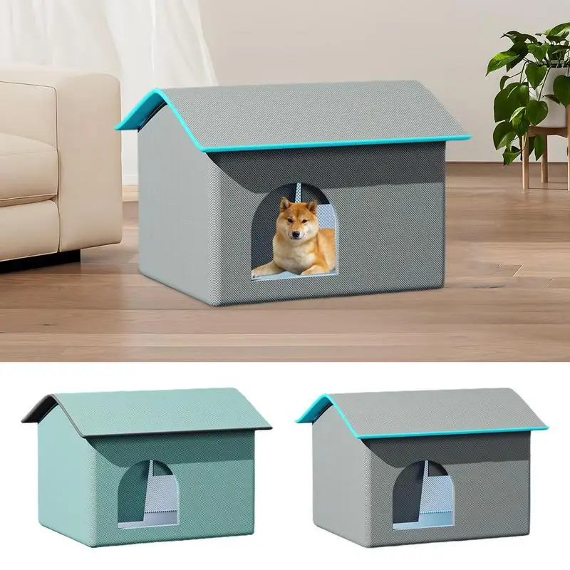 Foldable Cat Cooling House Insulated Pet Cat Dog Cooling Shelter Indoor Outdoor Air Conditioner Puppy Cave With 8 Ice Bags For