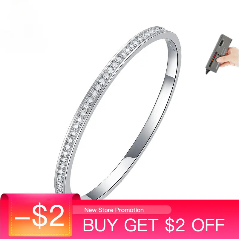 

2mm Moissanite Bracelet S925 Sterling Silver Jewelry Wholesale Bangle for Women