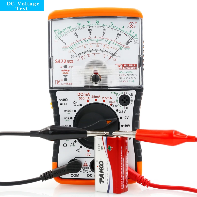 NJTY S472PRO mini analoge multimeter, universele uiterst nauwkeurige mechanische anti-brandmultimeter