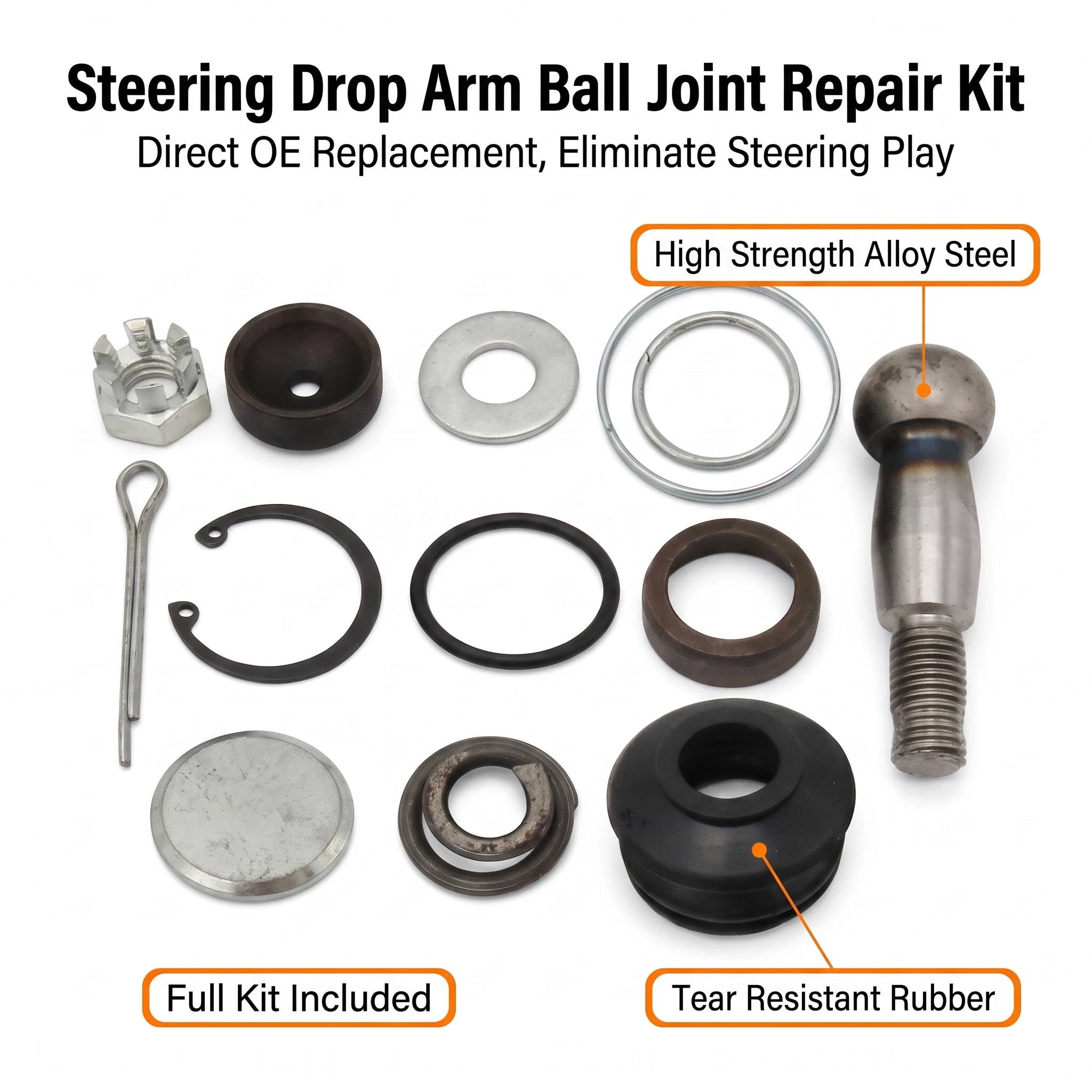 Steering Drop Arm Ball Joint Repair Kit for Land Rover Defender 90 110 130 Discovery 1 RBG000010 STC3295 RTC4198 BR3646 DA1125