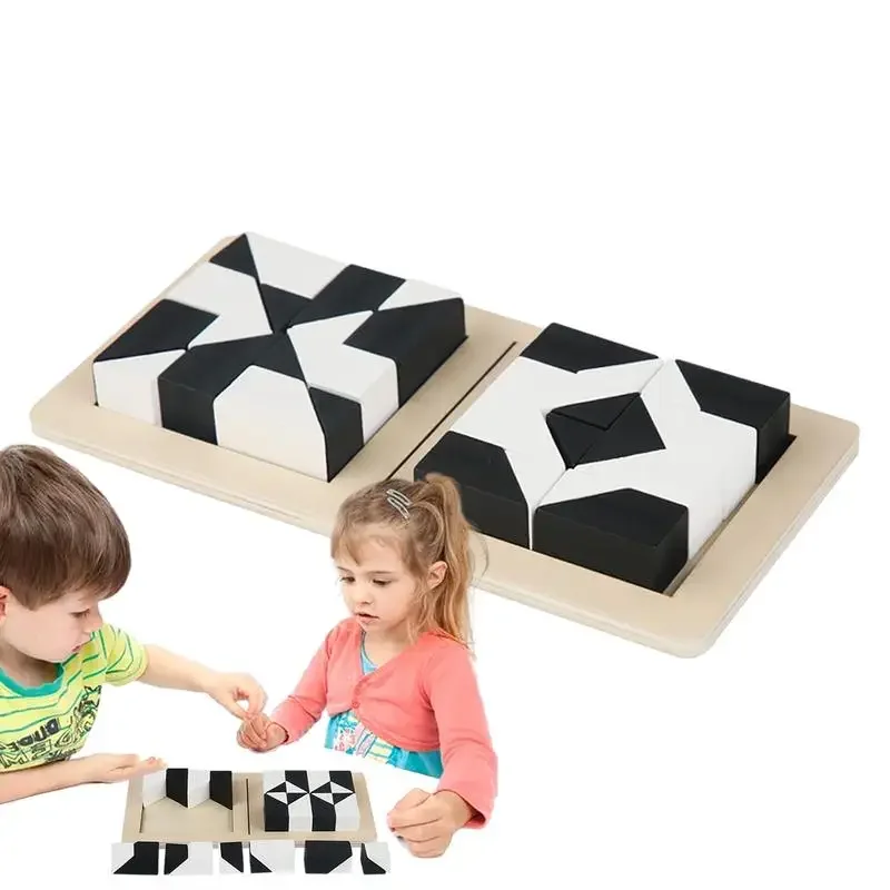 

Toddler Puzzle Set Black and White Montessori Puzzle Games Cubes Educational Building Bricks, Enlightenment Jigsaw Puzzle