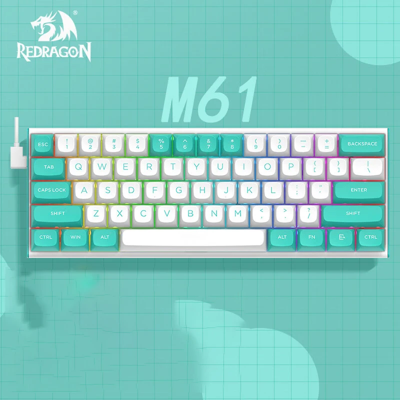 

Redragon M61 Wired Magnetic Axis Mechanical Keyboard 8k Hz Rt Keyboard Adjustable Key Path Rgb Backlit 61-key Esports Keyboard