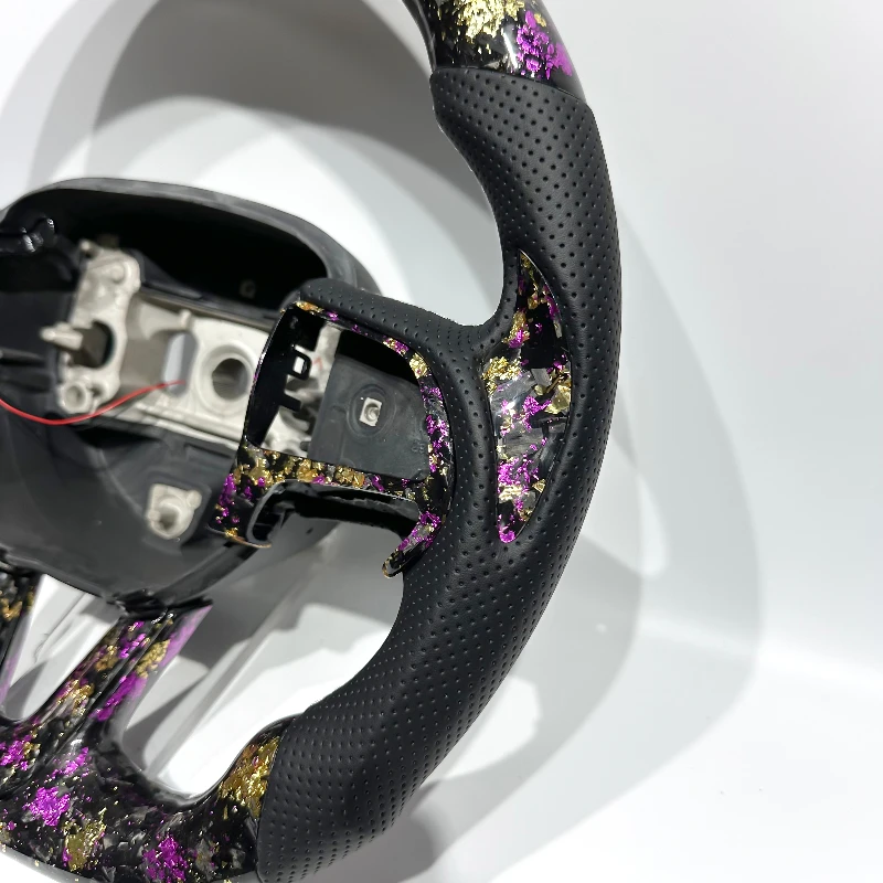 FOR Challenger Purpel-Gold Forged Carbon Fiber Customizable Sports Steering Wheel Suitable for  Charger Challenger SRT