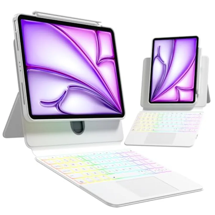 

Чехол-клавиатура для iPad Air 11 M3 2025/M2 2024, Air 5-го/4-го поколения 10.9, Pro 11 (4-го-1-го поколения) — регулируемый по высоте, с мультитач-трекпадом, вращение на 360°
