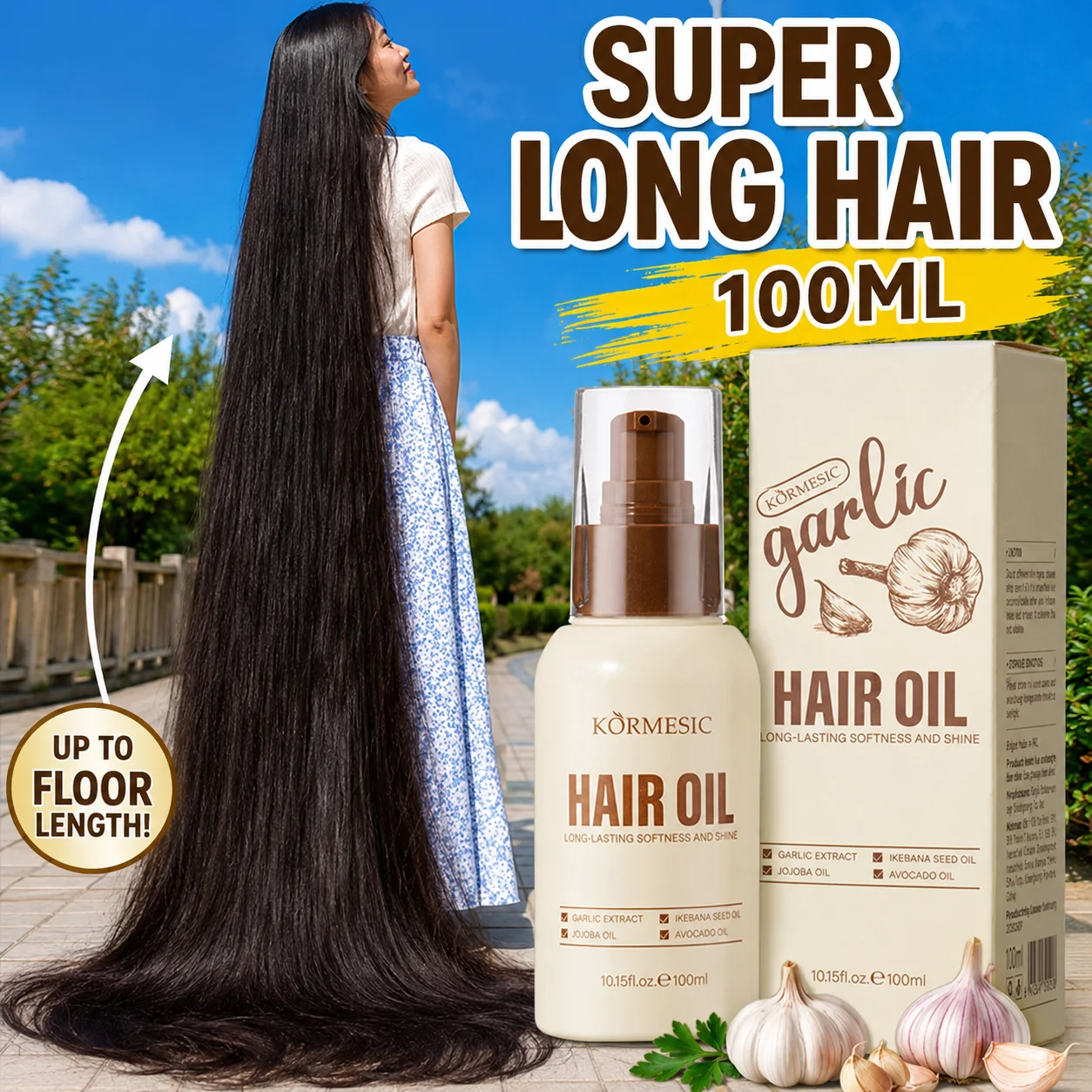 

Garlic Hair Growth Oil 100ML Hair Regrowth Serum For Thinning Hair, Scalp Root Care, Anti Hair Loss, Fuller Thicker Hair Unisex