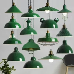 Modern Retro American Iron Art Pendant Light Led E27 Dining Table Chandelier Industrial Style Lighting Green Lamps For Living