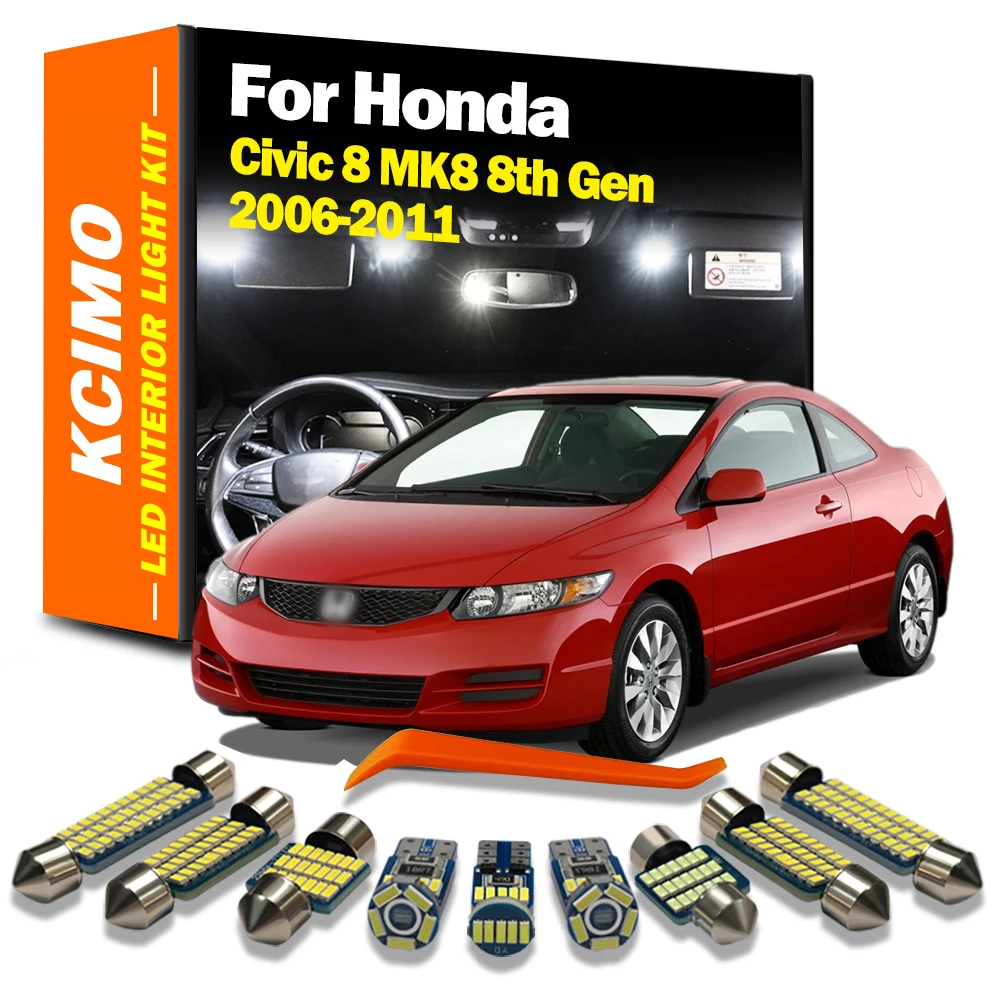 

Kcimo 11Pcs For Honda Civic 8 MK8 8th Gen 2006 2007 2008 2010 2011 LED Bulbs Interior Vanity Mirror Light Map Dome Lamp Kit