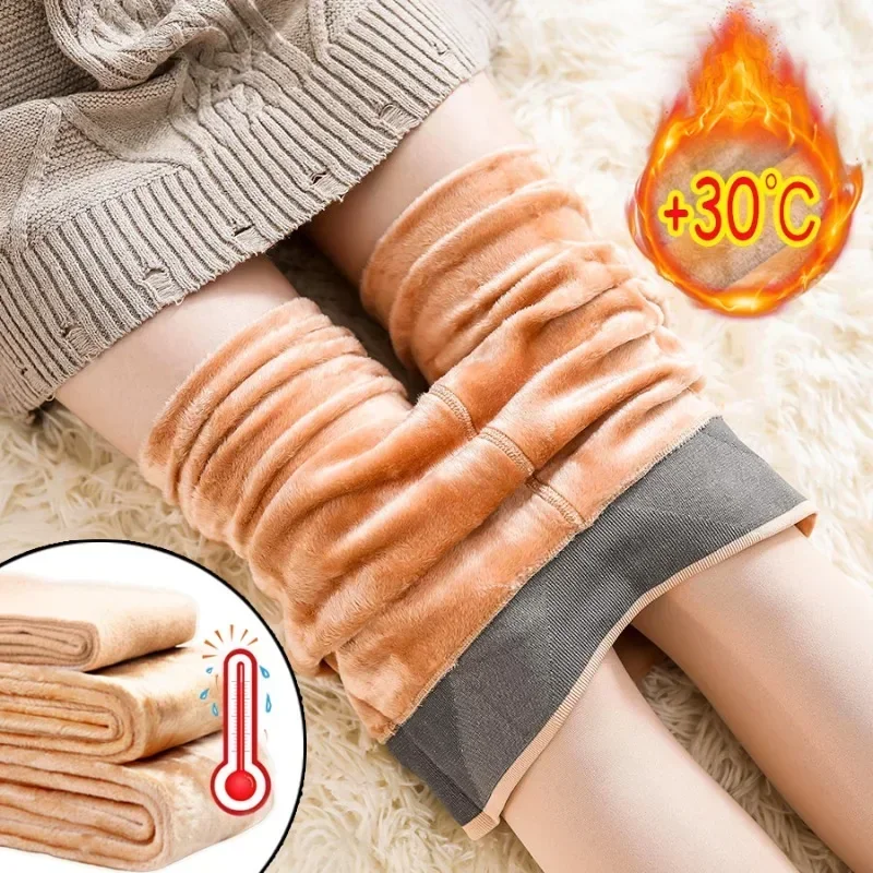 Sexy Translucent Fleece Velvet Tights Pantyhose Girls Pants Thicken Warm Tights for Women Winter Thermal Stockings Leggings