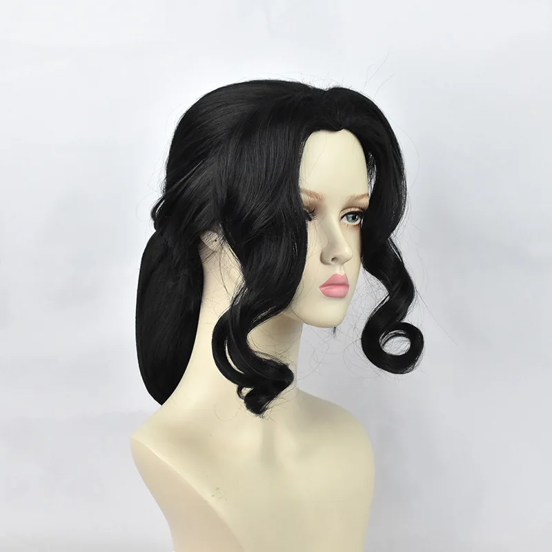 

Anime Muzan Kibutsuji Cosplay Wig Black Bun Style Heat Resistant Synthetic Fiber Hair With Rose Net Scalp top wig Anime Cos Wig
