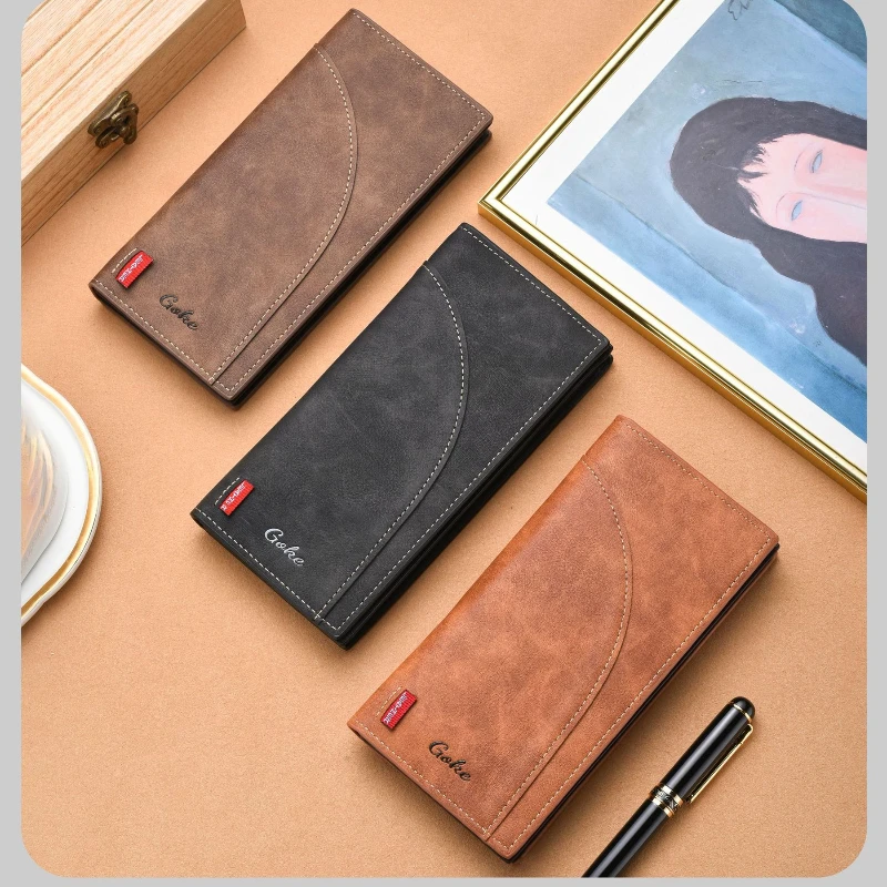 

New 2025 Men's Wallet Long Business Card Holder Multi Functional Large Capacity Retro Fashionable