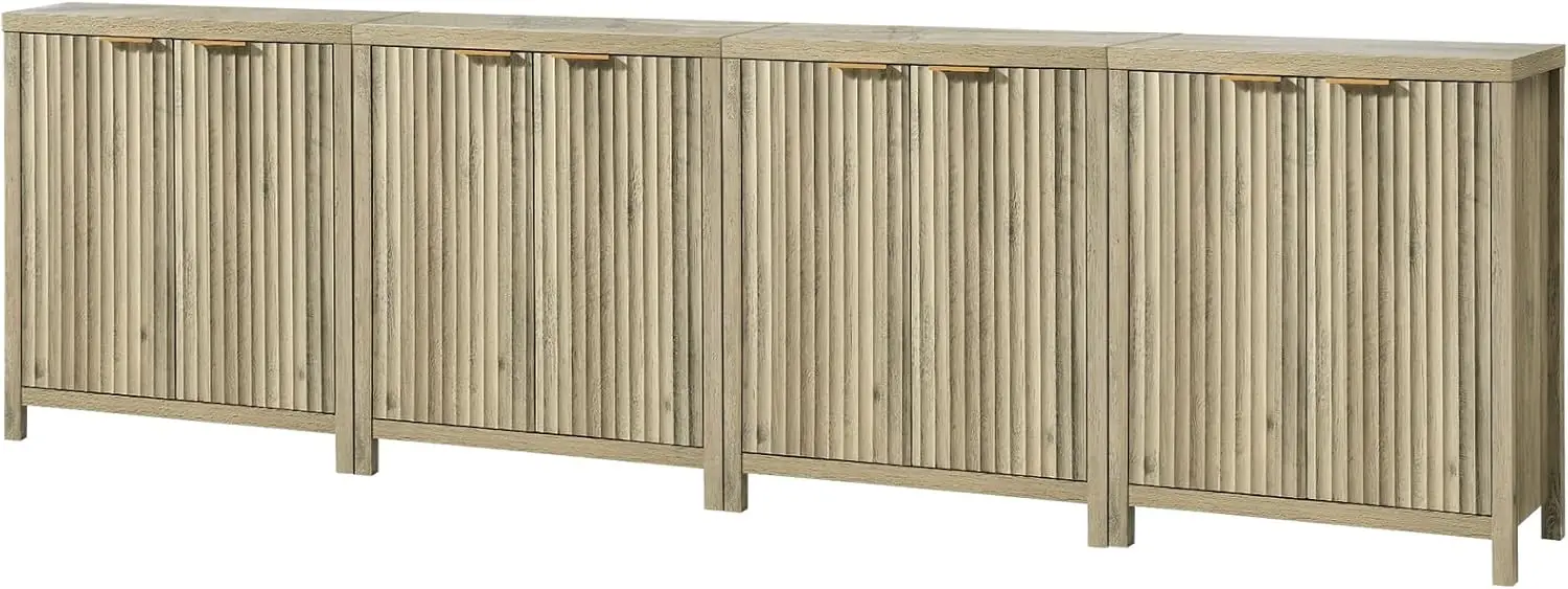 Oxford Storage Cabinet Fluted Sideboard Buffet Cabinet  Multifunctional Console Cabinet Modern Accent Set of 4