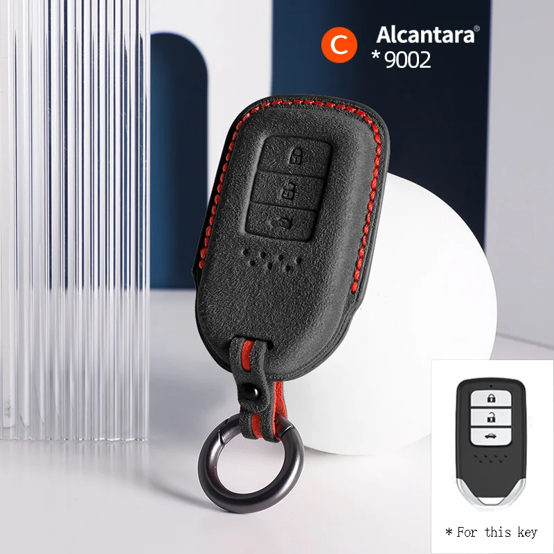 

Alcantara Car Key Case Cover Holder Key Shell Buckle For Honda CRV CR-V Fit Civic Accord HR-V HRV City Odyssey XR-V Keychain