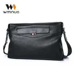 Wmnuo-Bolso de hombro de piel de vaca auténtica para hombre, bandolera de mensajero auténtica coreana, bolso de marca de diseñador de gran capacidad