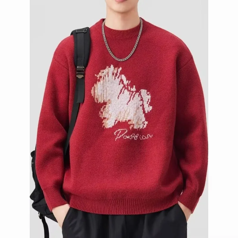 

Свитер мужской зимний свободный модный брендовый свитер большого размера мужской модный свитер с круглым вырезом куртка