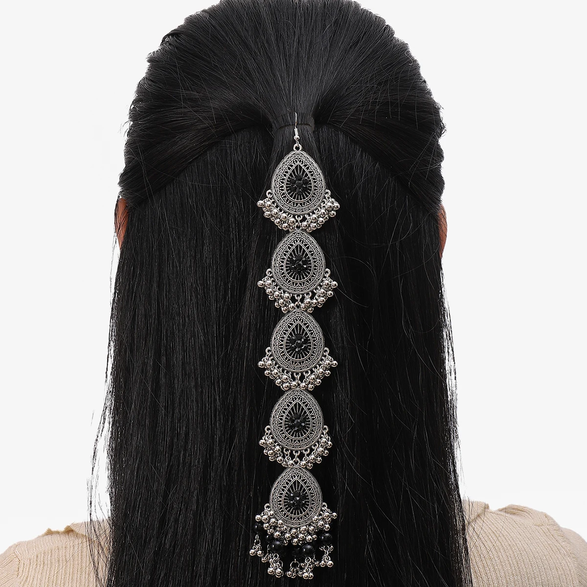 Luxury Boho Shining Crystal Rhinestone Hair Accessories for Women Colorful Zircon Pearl Beads Tassel Head Chain Indian Jewelry