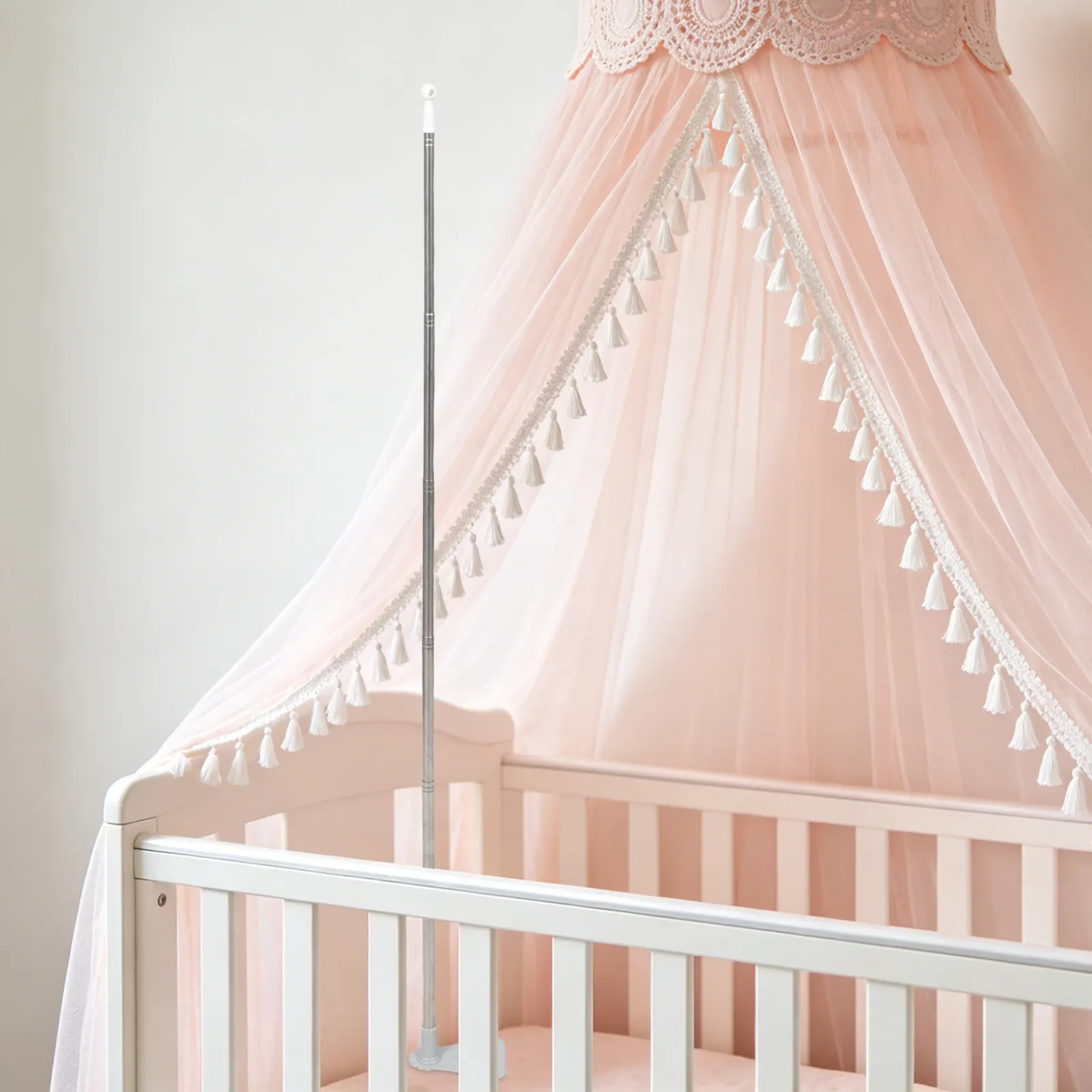 2Pcs Mosquito Net Support Adjustable Telescopic Bed Canopy Extension Poles No Drill Hanging Dome Stand Universal Fit All Beds
