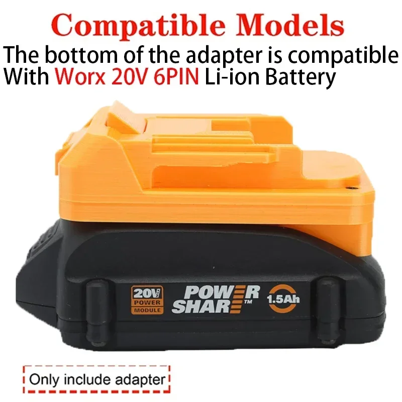 Battery Adapter/Converter for Makita 18V Li-ion tools to Worx 20V 6PIN Li-ion Battery Adapter Power Tool Accessories