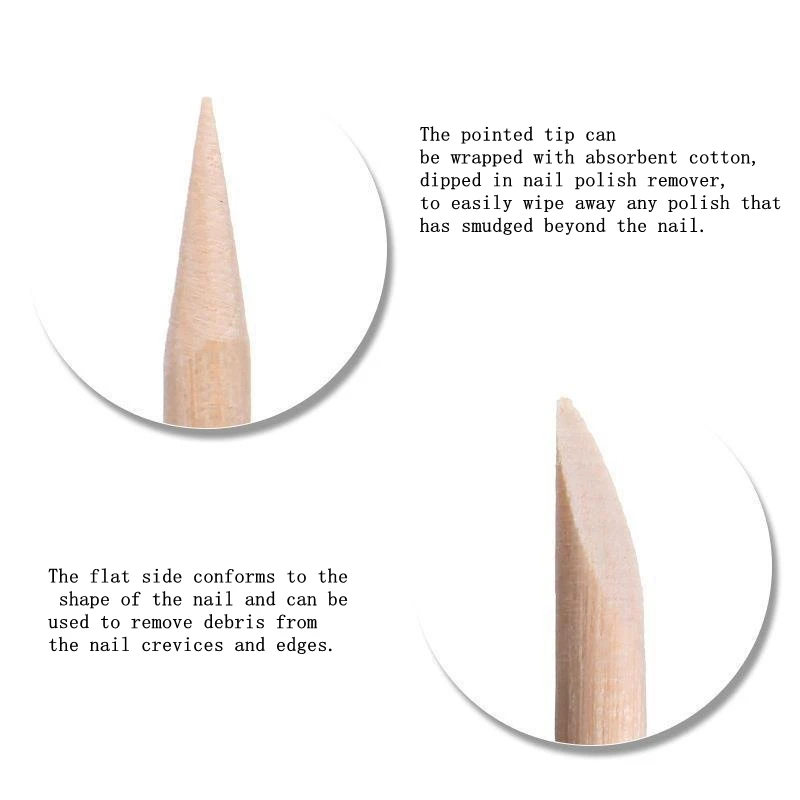 オレンジウッドスティック、角質除去用木製スティック、11.4cm/7.5cm両端オレンジウッドスティック、袋入りラインストーンスティック