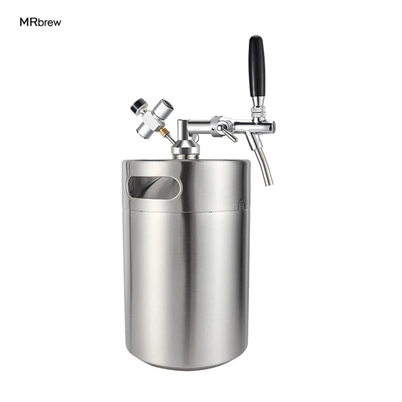 

Mini Keg Tap System 5L Beer Keg & Adjustable Beer Faucet & Co2 Regulator/Charger Soda Water Beer Dispenser System to Keep Fresh