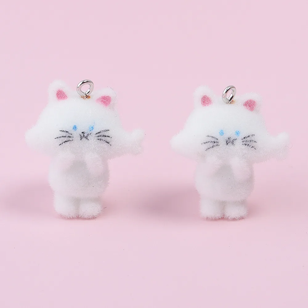 

20pcs 3D Cute mini Fluffy Doll Charms Cartoon Animal Cats eat fish Pendant For Keychain Earring DIY Crafts Jewelry Make fittings