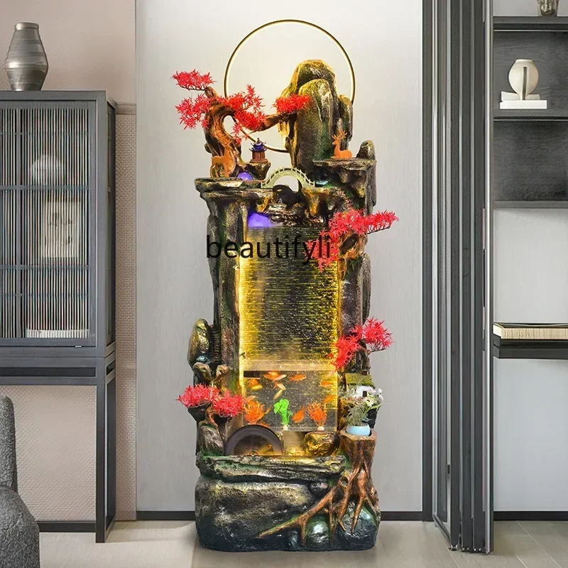 35fish tank rockery flowing water fountain, alpine water wheel floor feng shui wheel ornament circulation water feature
