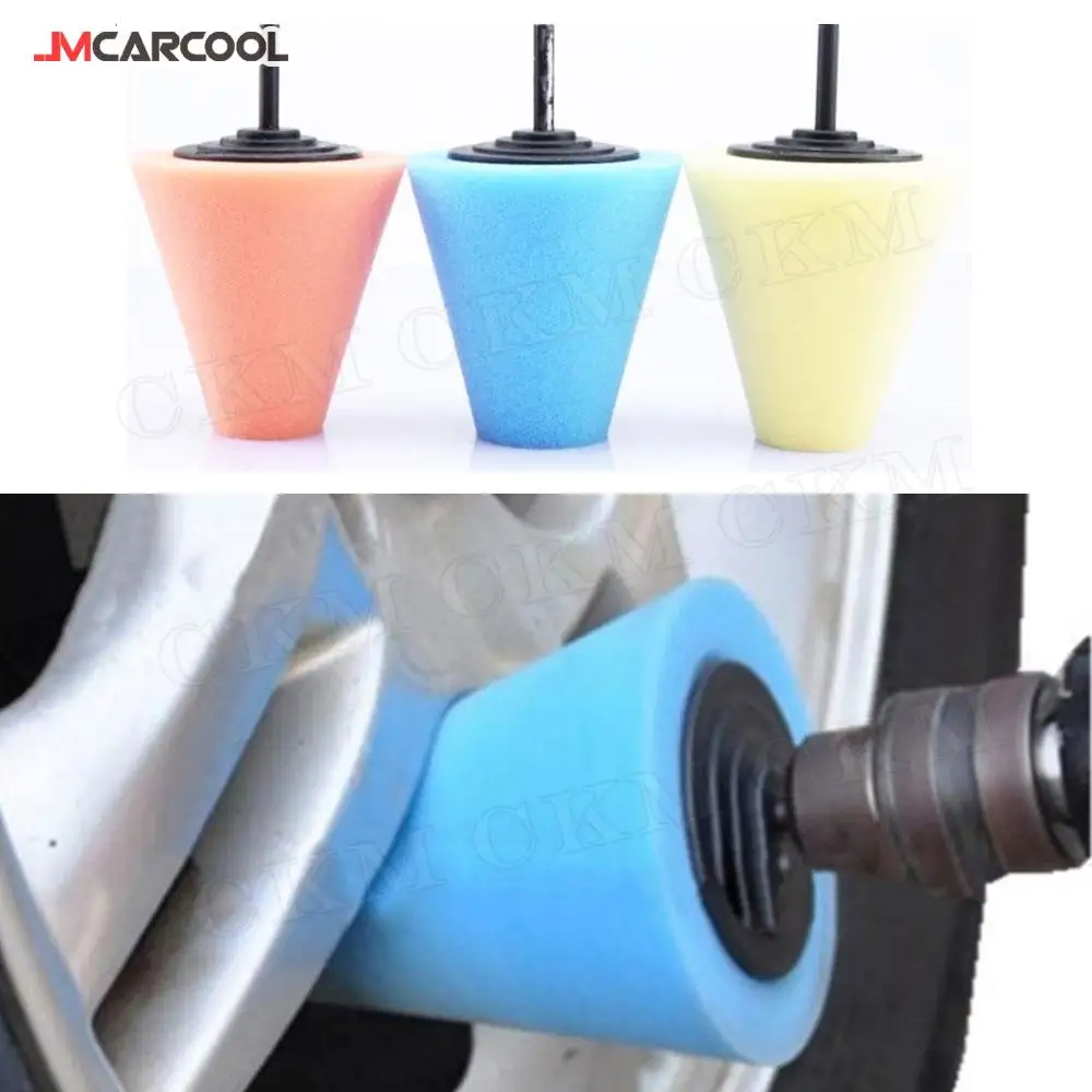 

(Bulk Sales) 3 PCS Auto Car Accessorise Wheel Polishing Sponge Used for Electric Drill Polishing Cone Car Hub Polish