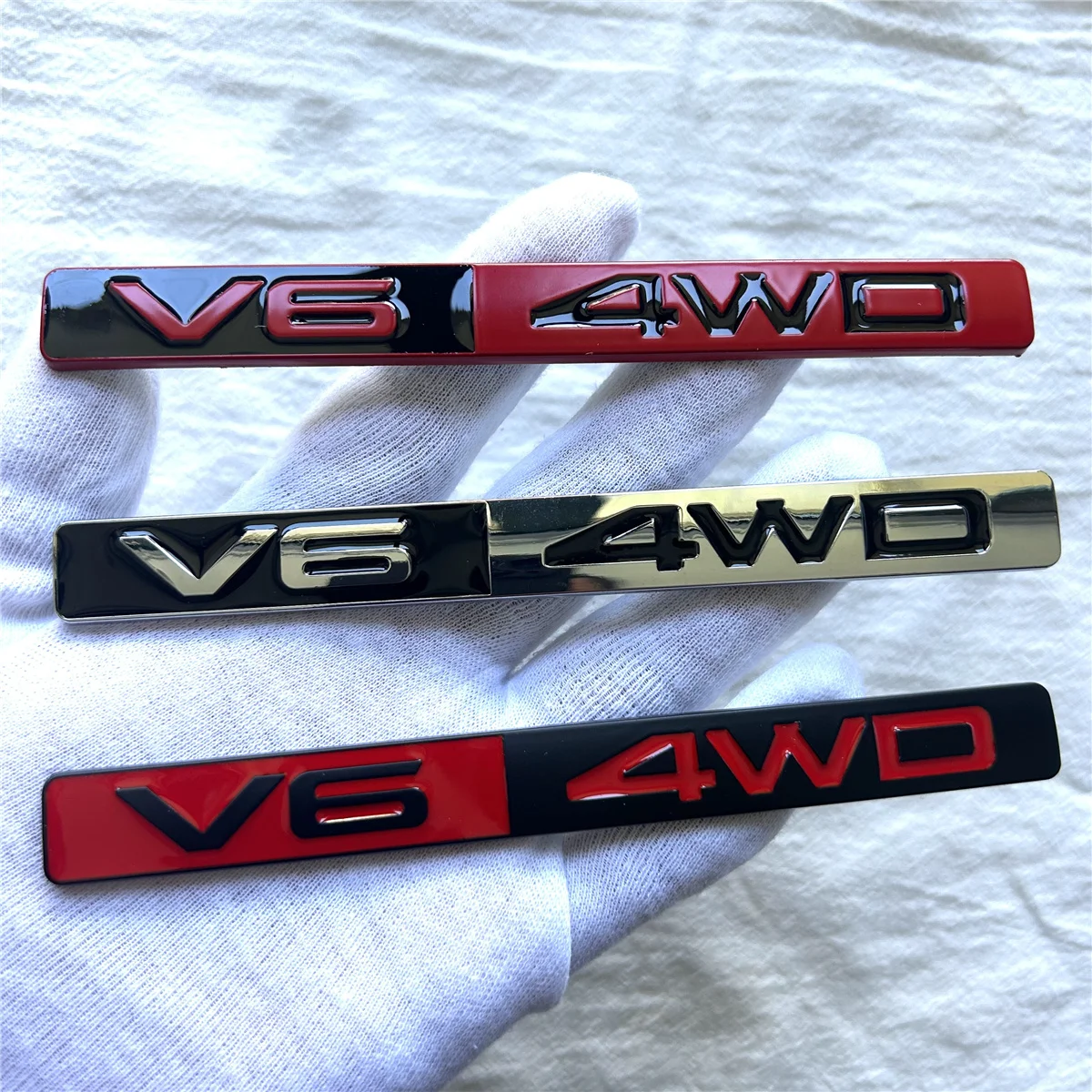 

V6 4WD four-wheel drive metal car logo is suitable for body trunk tail side sticker decorative decal accessories