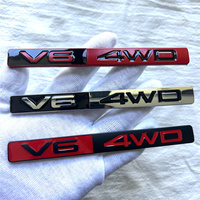 V6 4WD four-wheel drive metal car logo is suitable for body trunk tail side sticker decorative decal accessories