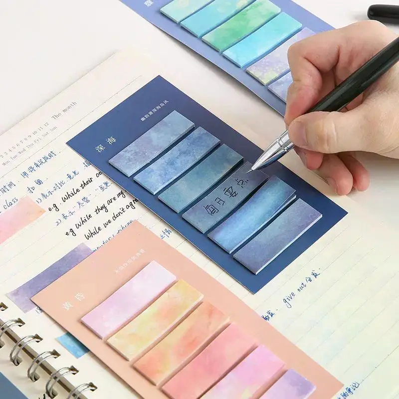 120 Sheets Morandi Gradient Color Sticky Note Kawaii Posted It Sticky Notes Cute Index Memo Pad Bookmark Paper Sticker