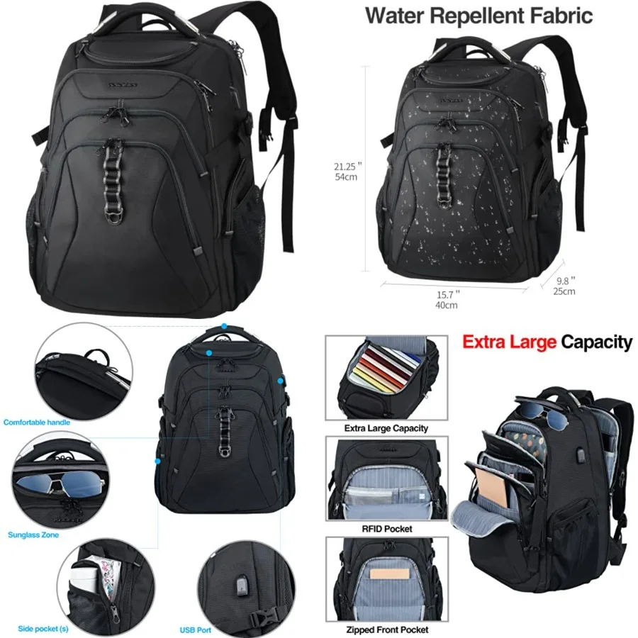 

Travel Laptop Backpack XXXL Gaming Backpack with Hard Shell Saferoom RFID Pockets Water-Repellent Business College Daypack Styl