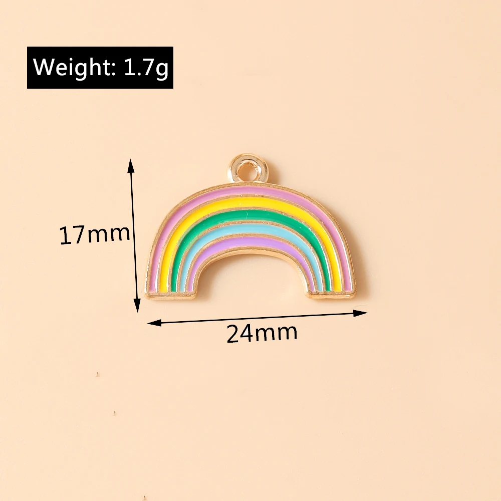 Leslie 10 Stück Mix Niedliche Emaille-Stern-Wolken-Regenbogen-Anhänger für DIY Armband Halskette Ohrringe Schmuckherstellung Handgemachtes Kunsthandwerk – Detail 22