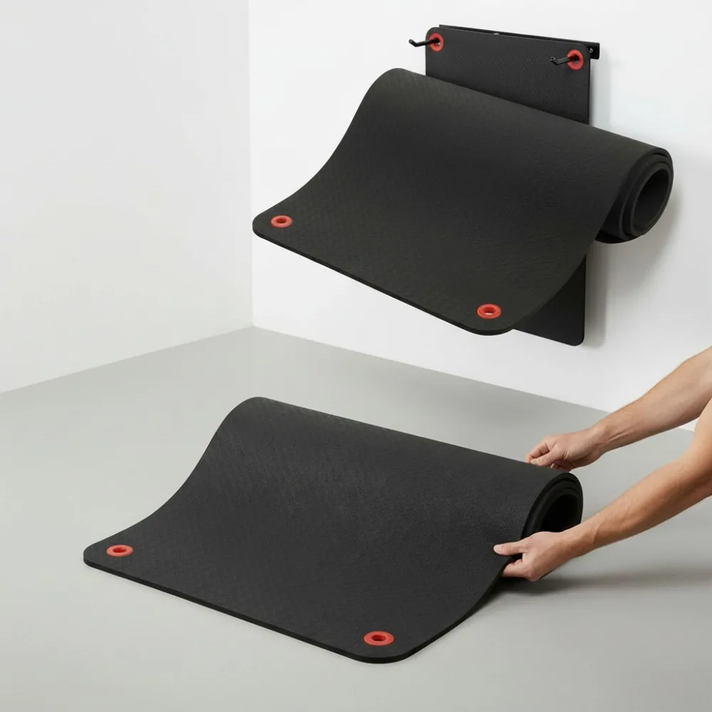 سجادة تمارين معلقة من الدرجة التجارية، سجادة يوجا رغوية كثيفة لفصول اللياقة البدنية الجماعية مع فتحات معززة #1