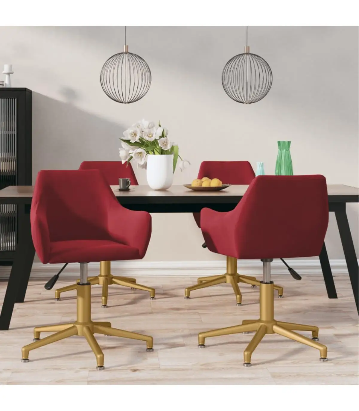 Dining chairs rotating dining chairs 4 units Red Velvet Red