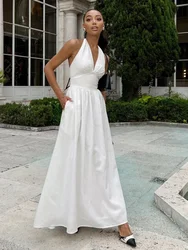 Wolfeel Spring Summer New Women's Waist Cinched V-neck Long Dress Female Cotton Camisole Dress Fashionable Oversized Dresses