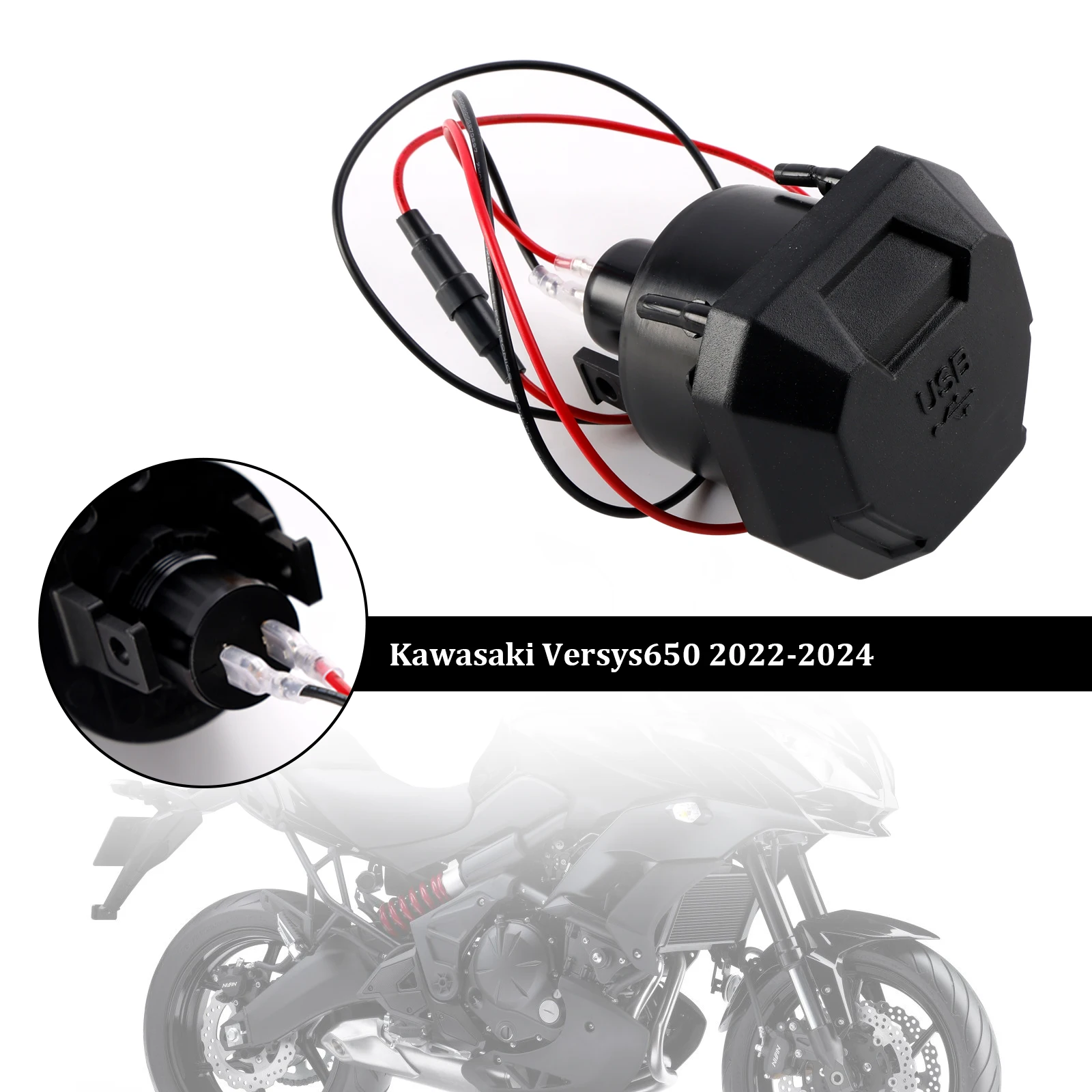 

Зарядное устройство Topteng с правой розеткой USB + Type-C Quick для Kawasaki Versys 650 2022-2024 2023