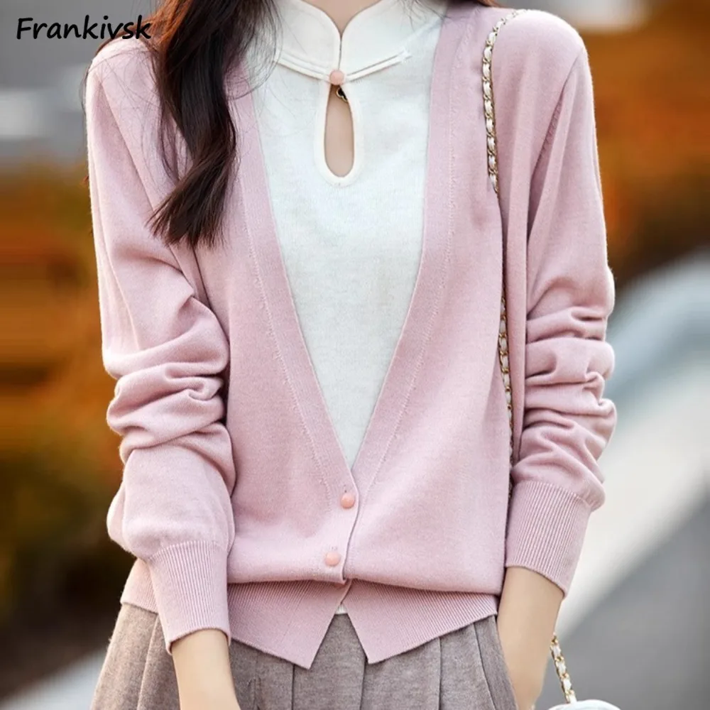 Women's Breathable Pullovers Tender Fake Two Pieces Loose Patchwork Autumn Spring Sweet Girls Korean Style Slouchy Chic Casual