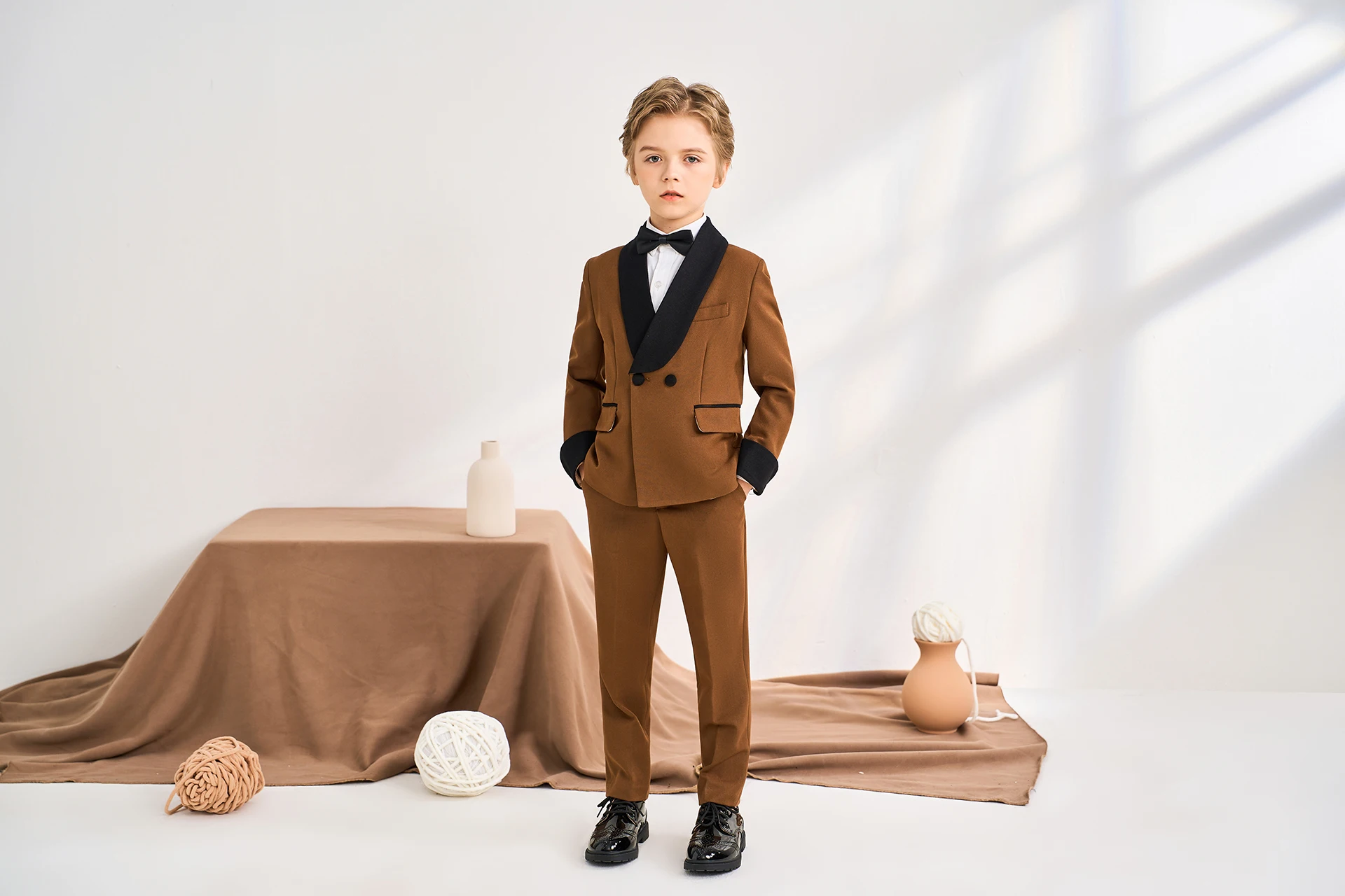 French Color Matching Boy Suits Cute Kids Dinner Tuxedos For Wedding Party Prom Birthday Wear Jacket Pants Vest