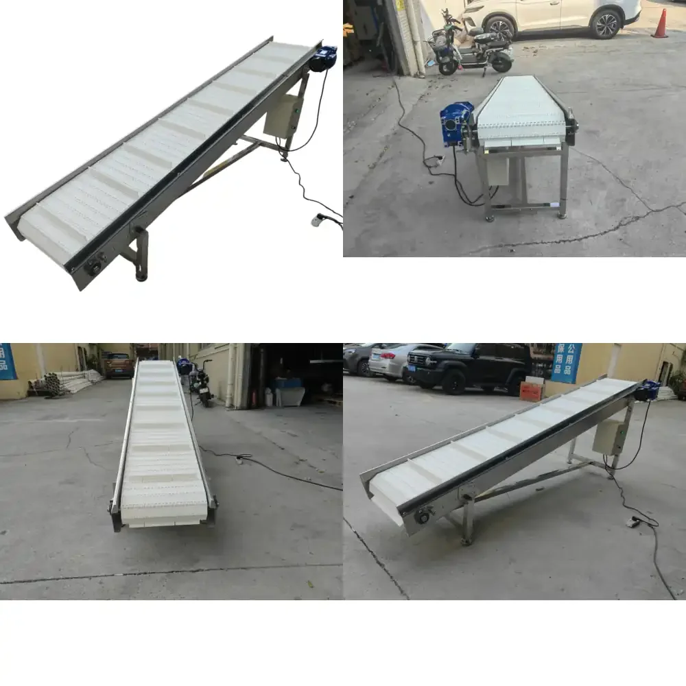 

Stainless Steel Frame Custom Incline White Plastic Chain Belt Conveyor