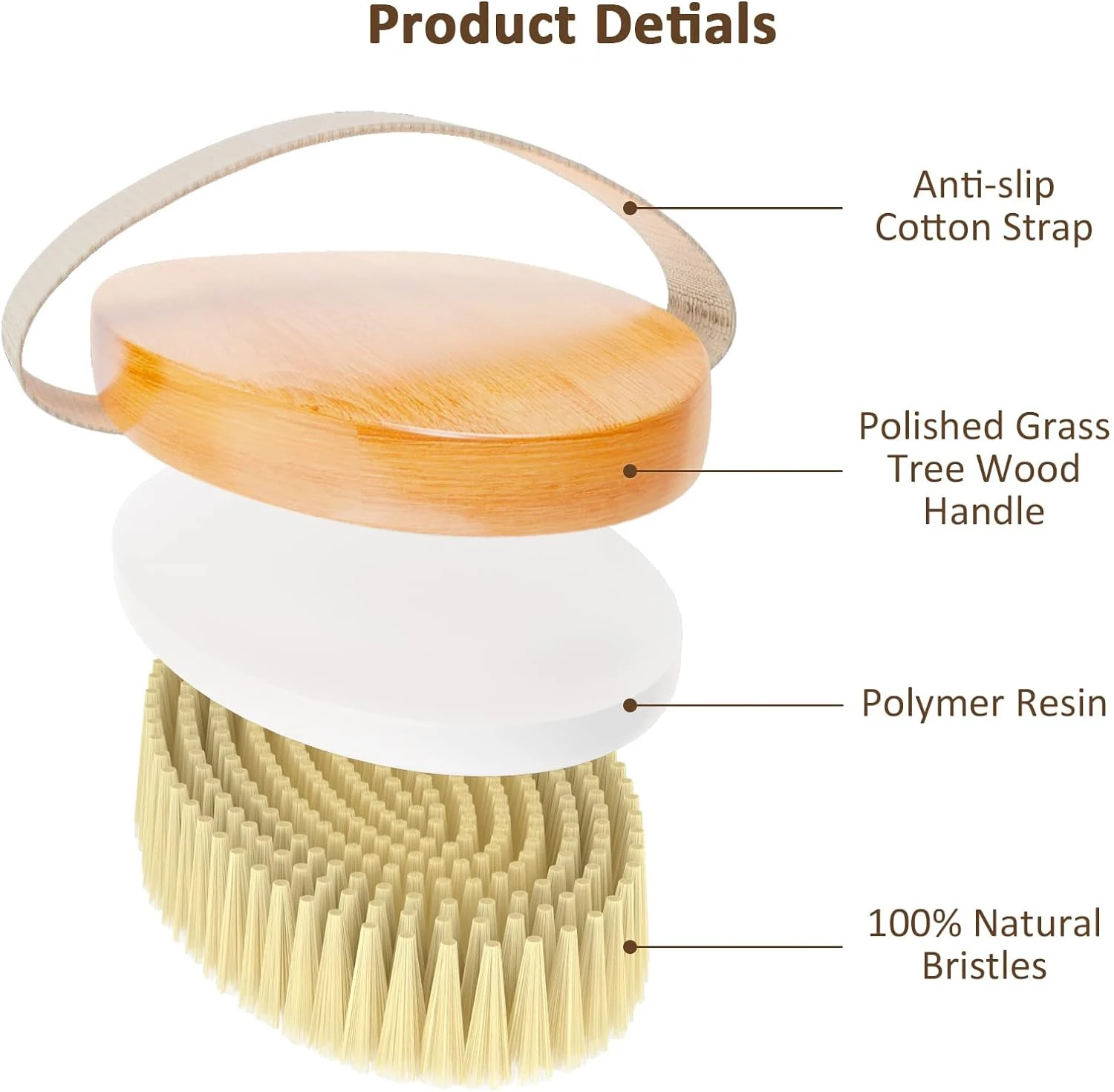 Handheld portable shower brush Natural Wooden Wet Dry Skin Body Bristle Brush Soft SPA Brush Bath Massager