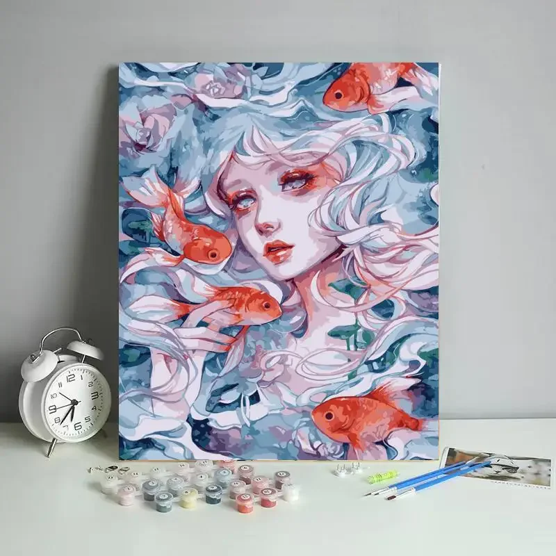 Creative DIY Painting By Number Comic Beauty Series Decompression Decorative Digital Oil Painting