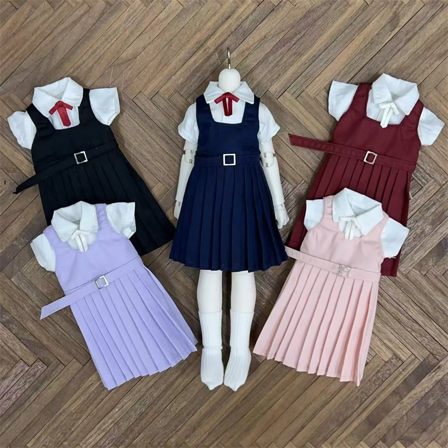 

Комплект одежды для кукол BJD: Длинное платье, 4 предмета, милый разноцветный набор для девочек, 1/4, 1/6, школьная форма для отличниц, аксессуары для кукол