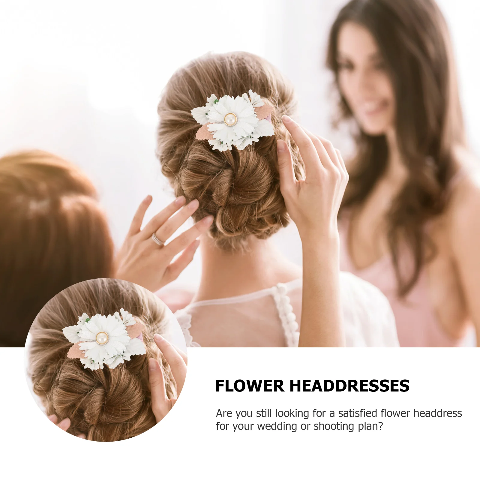 3 Pcs Artificial Head Flower Hair Clip Headdresses Simulation Hairpins Clips Wedding Ornament Cloth Decorations Bride Kids