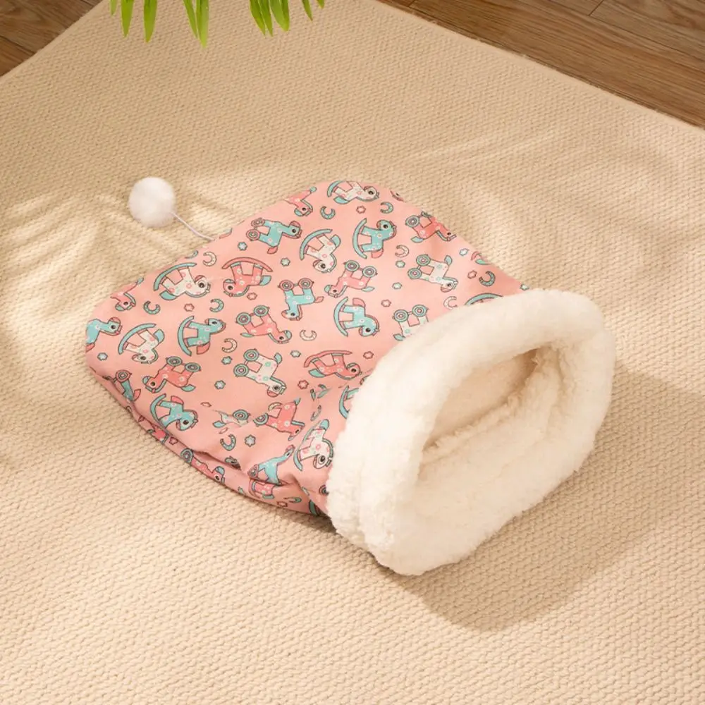 Quilt Bed Soft Cat Sleeping Bag Pocket Type Comfortable Tunnel Cat Nest Semi-closed Fluffy Feel Cat Warm Nest Home