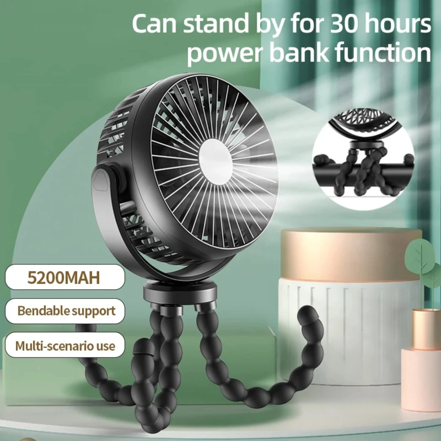 Stay cool all summer long with this powerful, compact, and versatile Small Octopus Mini Fan. With its silent operation and sleek